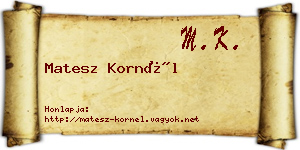 Matesz Kornél névjegykártya